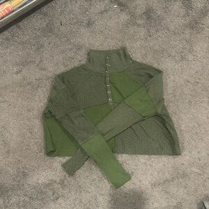 Urban Outfitters Green Bdg Tabby Thermal Henley Top